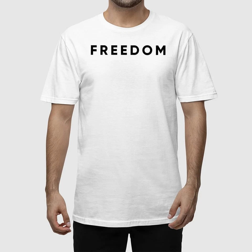 Charlie Kirk "Freedom" T Shirt White Turning Point USA S XXL Sticker | Made in USA Print on Demand