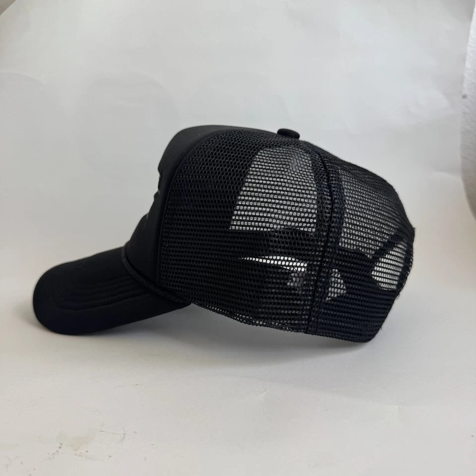 Black Trump MAGA Trucker Hat Conservative Political Merchandise Mesh Back Cap Sticker | Made in USA Print on Demand