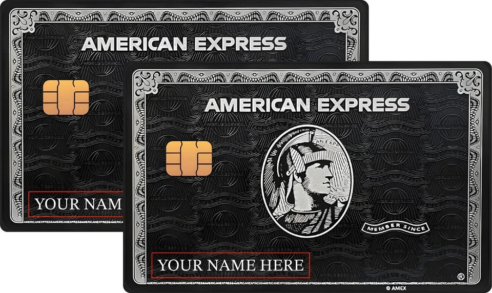 Custom AE Express Black  l Front & Back Skin Credit Card Skin (2-Pack) | Made in USA Print on Demand