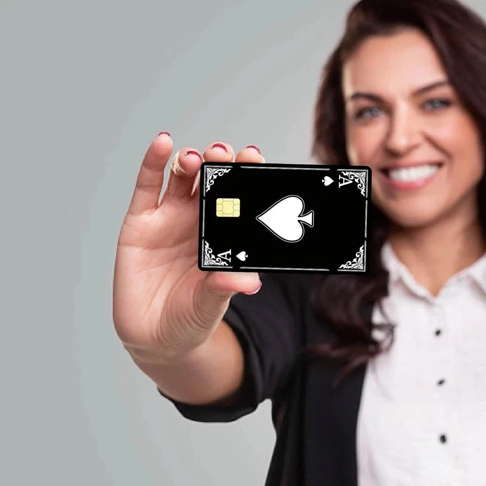 Ace of Spades Minimalist Playing Card Debit Credit Card Skin (4-Pack) | Made in USA Print on Demand