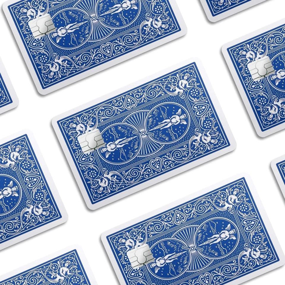 Classic Blue Playing Card Back Credit Card Skin (4-Pack) | Made in USA Print on Demand