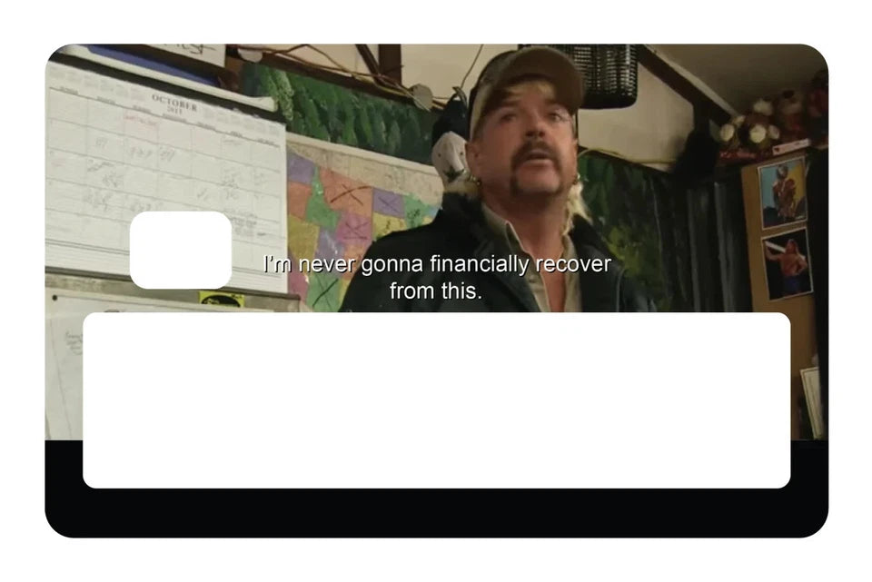 "Never Financially Recover" Financial Meme Quote Sarcastic Credit Card Skin (4-Pack) | Made in USA Print on Demand