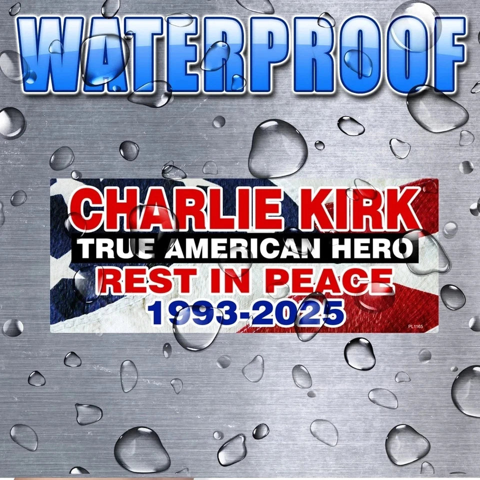 Charlie Kirk "True American Hero" TPUSA 7.5"x3" Decal | Made in USA Print on Demand