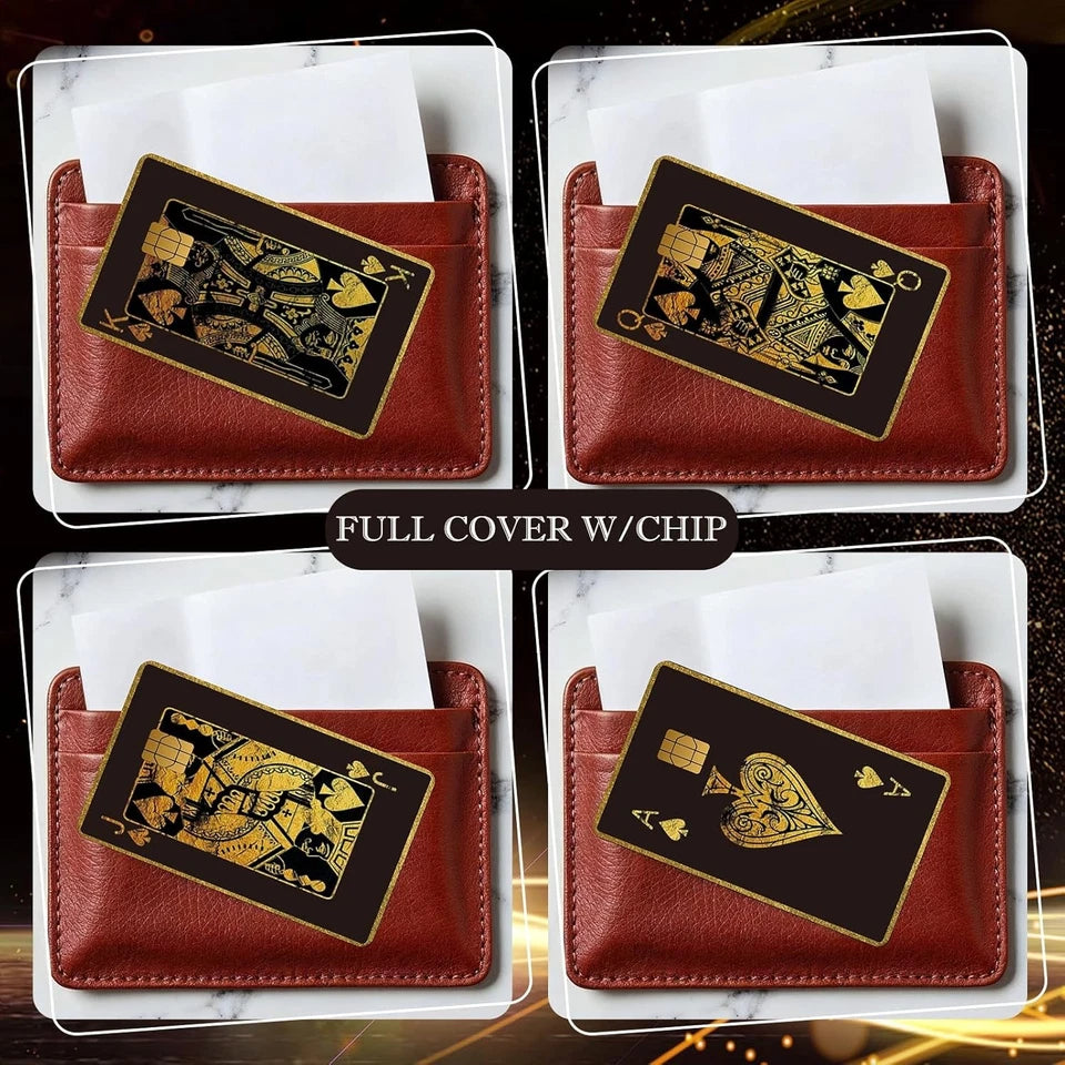 Gold Ace of Spades Poker King Queen Jack Chip Cutou Credit Card Skin (4-Pack) | Made in USA Print on Demand