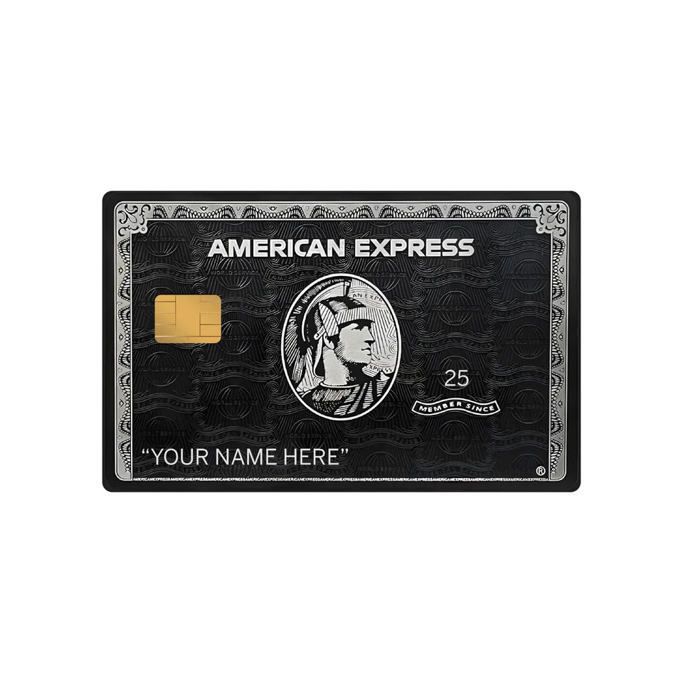 Custom AMEX  Gold, Platinum, Black Personalized Name L Chip Credit Card Skin (3-Pack) | Made in USA Print on Demand
