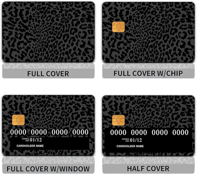 Black Leopard Print Dark Animal Print Fashion Credit Card Skin (4-Pack) | Made in USA Print on Demand