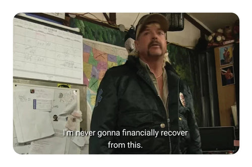 "Never Financially Recover" Financial Meme Quote Sarcastic Credit Card Skin (4-Pack) | Made in USA Print on Demand