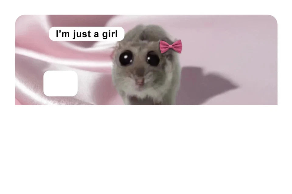 I'm Just a Girl Hamster Meme Funny Viral Pink Coquette Aestheti Credit Card Skin (4-Pack) | Made in USA Print on Demand