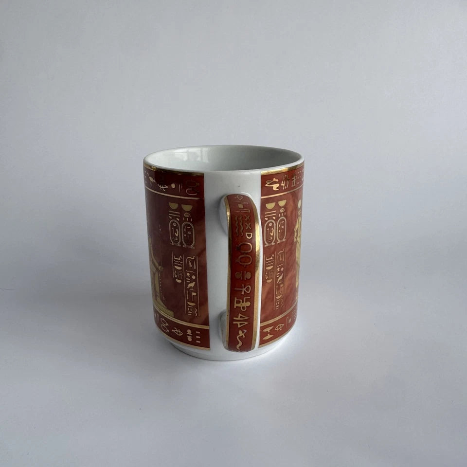 Egyptian Pharaoh God Red Gold Mug Cup Hieroglyphics Sarcophagus Collectible Sticker | Made in USA Print on Demand