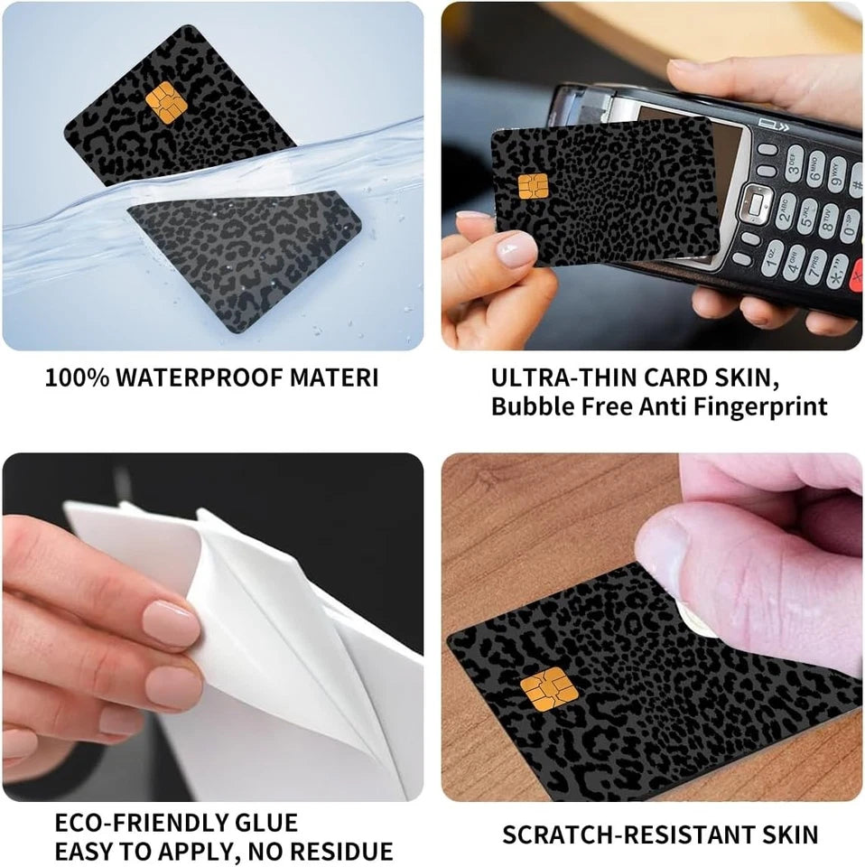 Black Leopard Print Dark Animal Print Fashion Credit Card Skin (4-Pack) | Made in USA Print on Demand