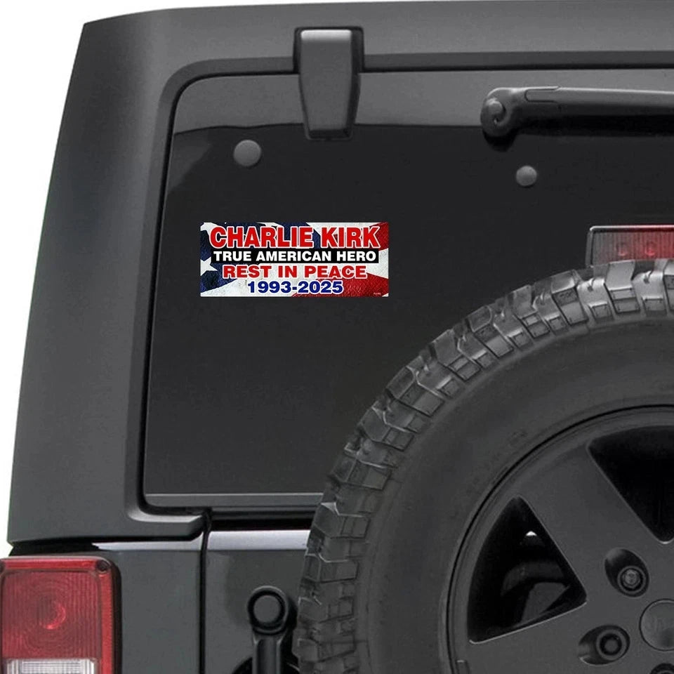 Charlie Kirk "True American Hero" TPUSA 7.5"x3" Decal | Made in USA Print on Demand