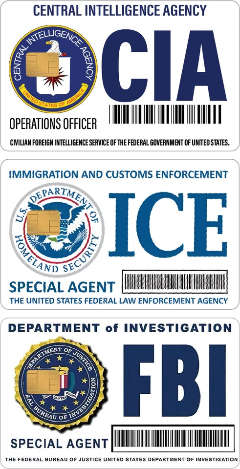 ICE CIA FBI Bundle Cardskin Gift Set Parody Credit Card Skin (6-Pack) | Made in USA Print on Demand