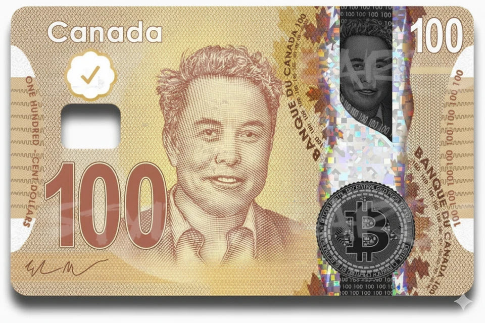 Holographic Elon Musk $100 Bill Debit ATM Parody Credit Card Skin | Made in USA Print on Demand