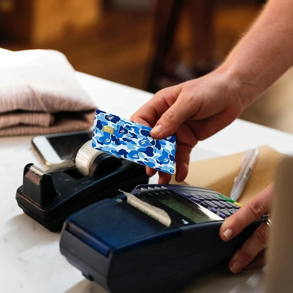 Blue Camo Streetwear Ape Camo Debit Wrap Credit Card Skin (4-Pack) | Made in USA Print on Demand