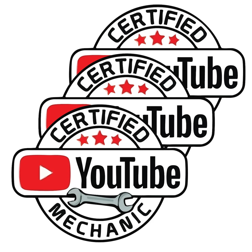 Certified YouTube Mechanic  2.5" Funny Hard Hat, Tool Box Dec Sticker (10-Pack) | Made in USA Print on Demand