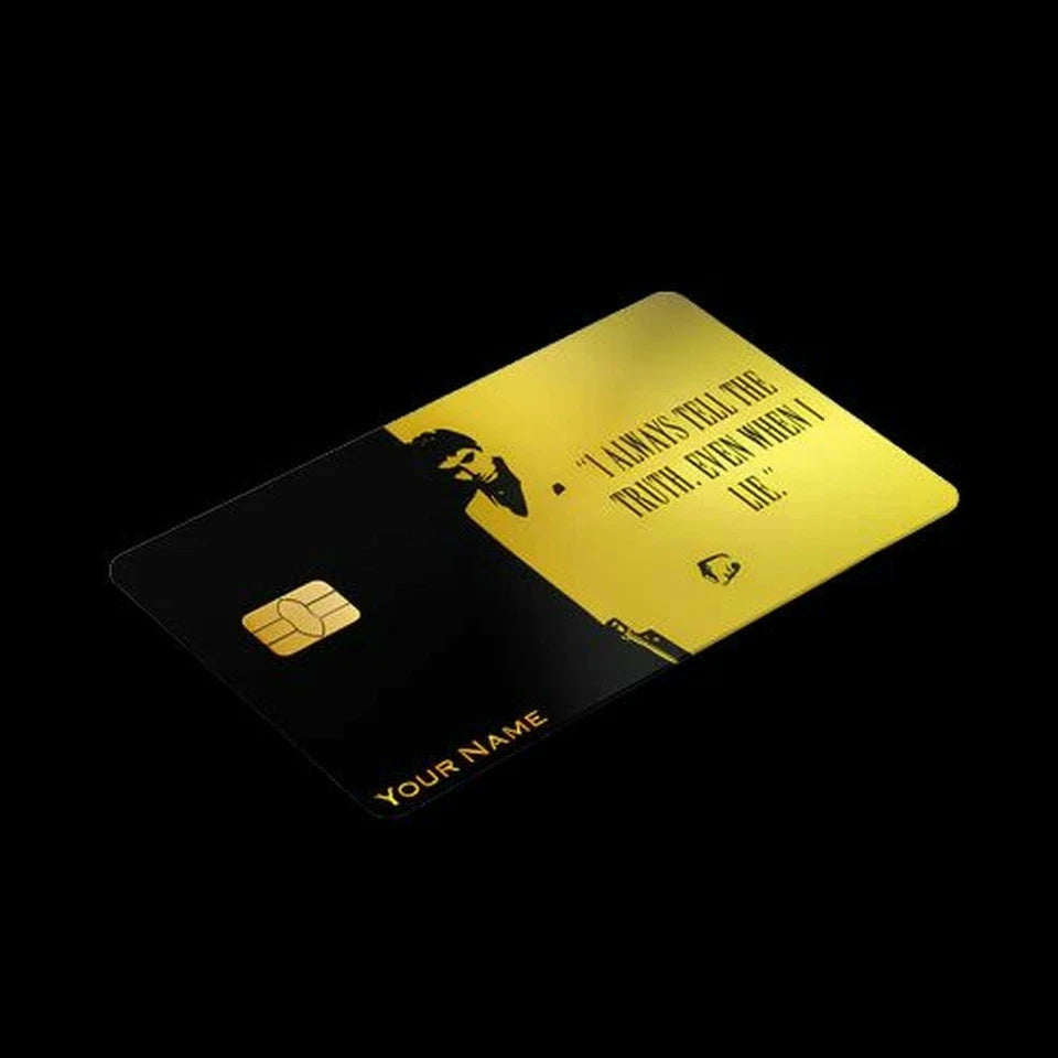 Custom Scarface Tony Montana  Personalized with Your Name Credit Card Skin (10-Pack) | Made in USA Print on Demand