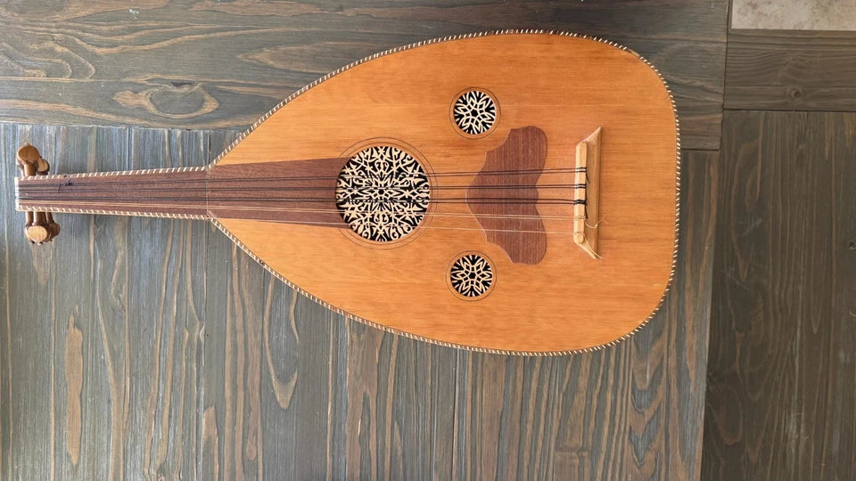 Handmade Striped Oud Lute Bowl Back Arabic Turkish String Instrument Musical Art Sticker | Made in USA Print on Demand