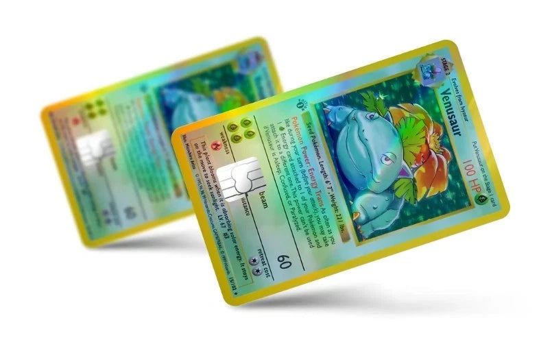 Holographic Pokémon Retro Anime Game Collectible Bundle Credit Card Skin (4-Pack) | Made in USA Print on Demand