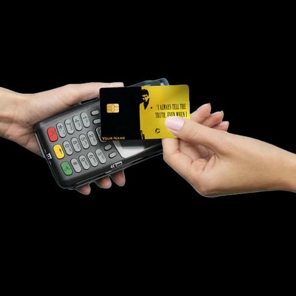 Custom Scarface Tony Montana  Personalized with Your Name Credit Card Skin (10-Pack) | Made in USA Print on Demand