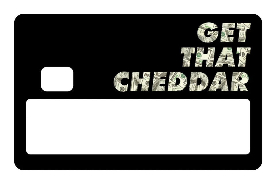 Get That Cheddar Money Hustle Dollar Bill Black Credit Card Skin (4-Pack) | Made in USA Print on Demand