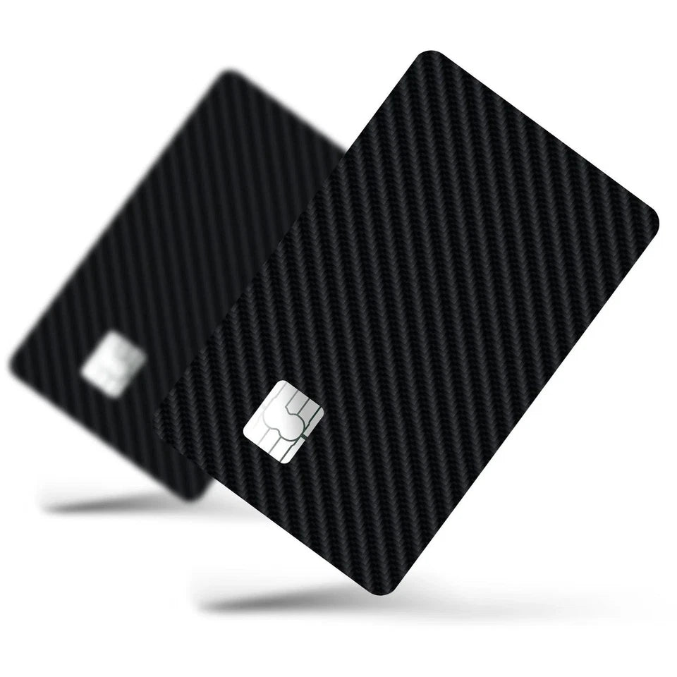 Carbon Fiber Black All Cuts Credit Card Skin (4-Pack) | Made in USA Print on Demand