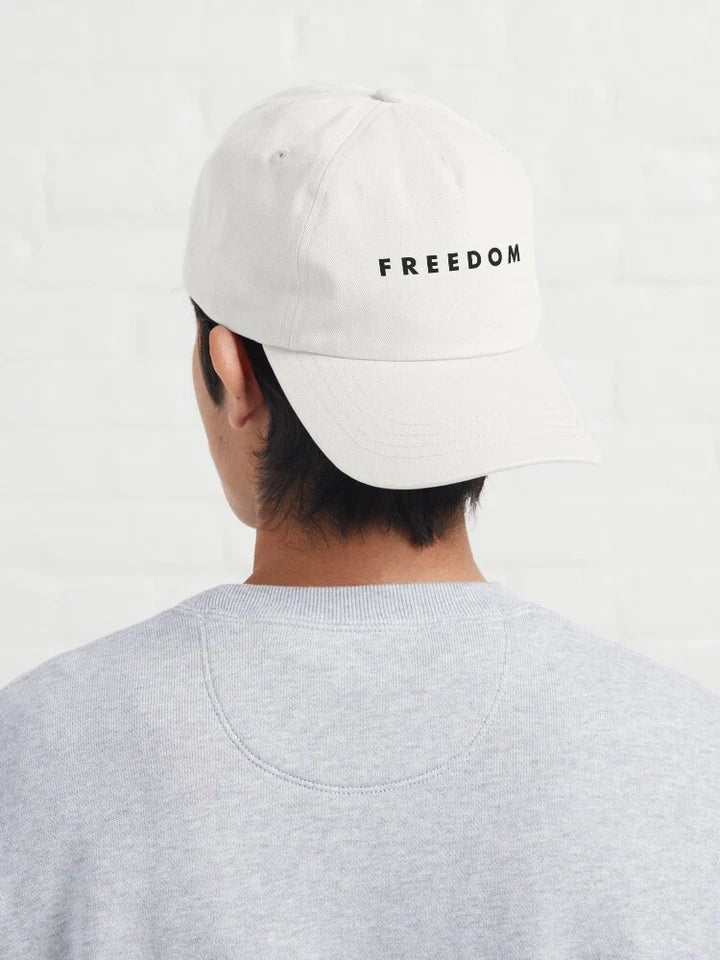 Charlie Kirk "Freedom" Hat White Turning Point USA Baseball Cap Sticker | Made in USA Print on Demand