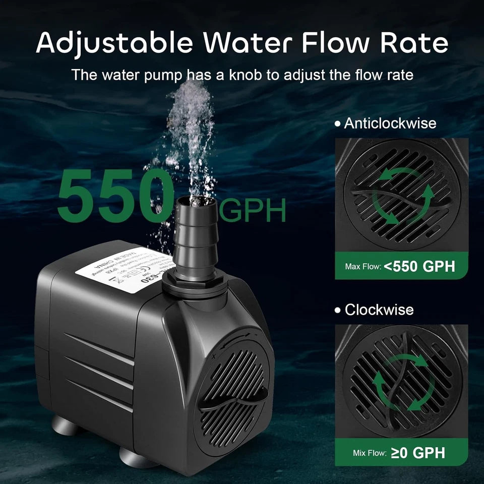 550GPH Submersible Water Pump 30W Fountain Aquarium Pond Hydroponics 7.2ft Lift Sticker | Made in USA Print on Demand