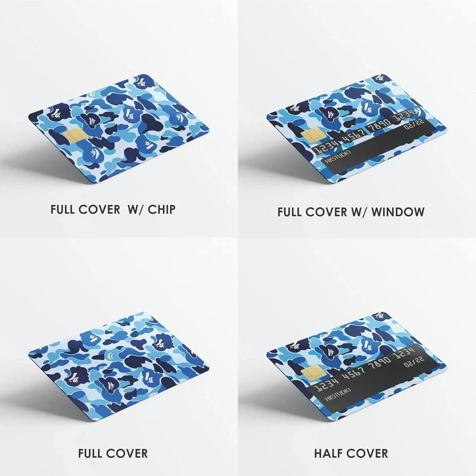 Blue Camo Streetwear Ape Camo Debit Wrap Credit Card Skin (4-Pack) | Made in USA Print on Demand