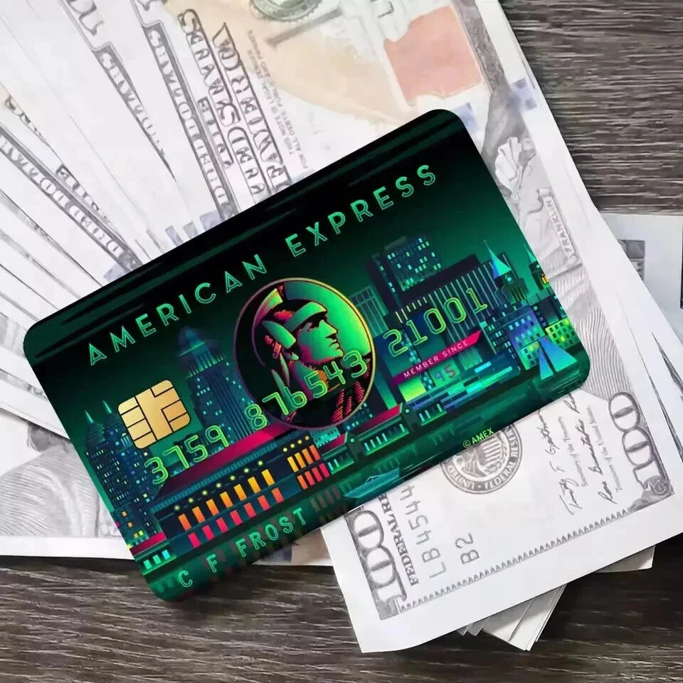 Custom AMEX Personalized Name Gold, Platinum, Black Credit Card Skin (7-Pack) | Made in USA Print on Demand