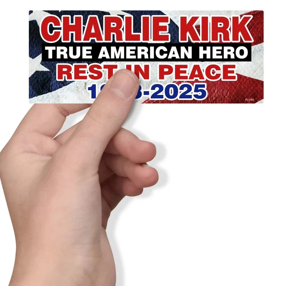 Charlie Kirk "True American Hero" TPUSA 7.5"x3" Decal | Made in USA Print on Demand