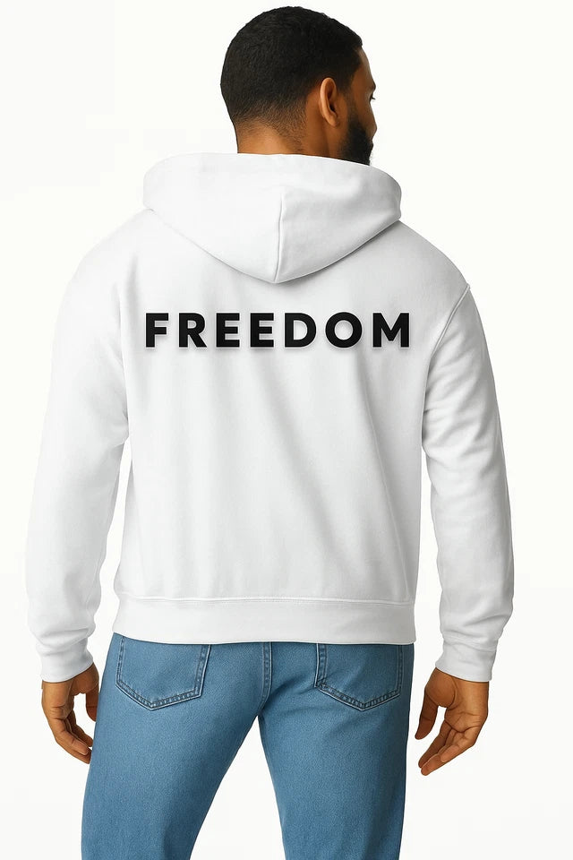 Gildan White '47' Gold Print Hoodie Trump 47th MAGA Conservative Apparel S 2XL Sticker | Made in USA Print on Demand