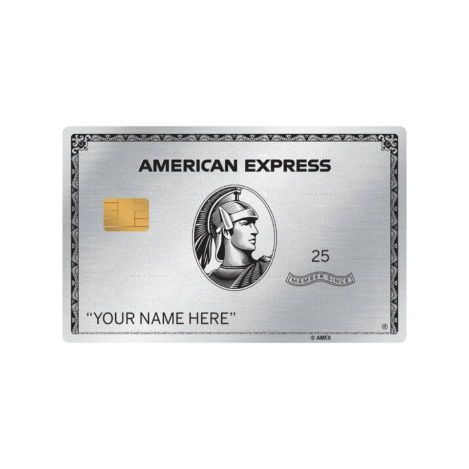 Custom AMEX  Gold, Platinum, Black Personalized Name L Chip Credit Card Skin (3-Pack) | Made in USA Print on Demand