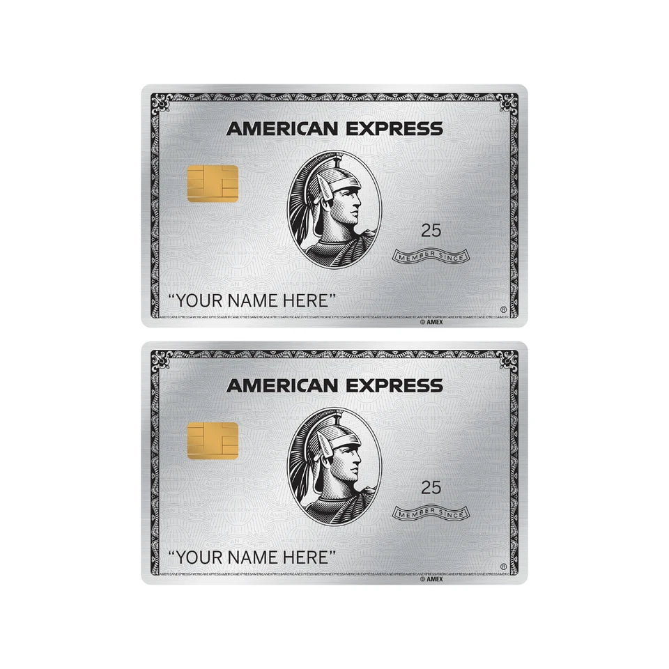 Custom AE Express Platinum Personalized with Your Name (L Chip) Credit Card Skin (2-Pack) | Made in USA Print on Demand