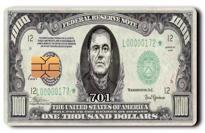 El Chapo 1000 Pesos Banknote Narco Culture Tribute Credit Card Skin (2-Pack) | Made in USA Print on Demand