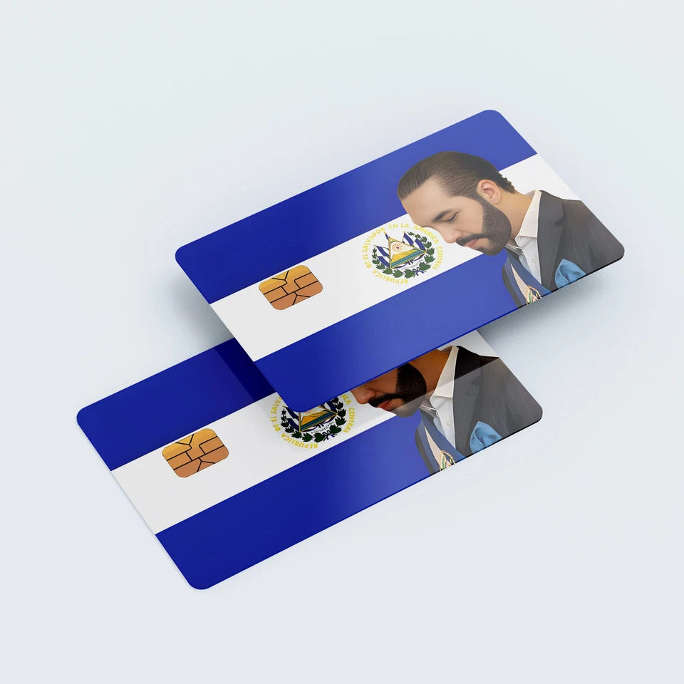 El Salvador With Bukele Skin Card Credit Card Skin (2-Pack) | Made in USA Print on Demand