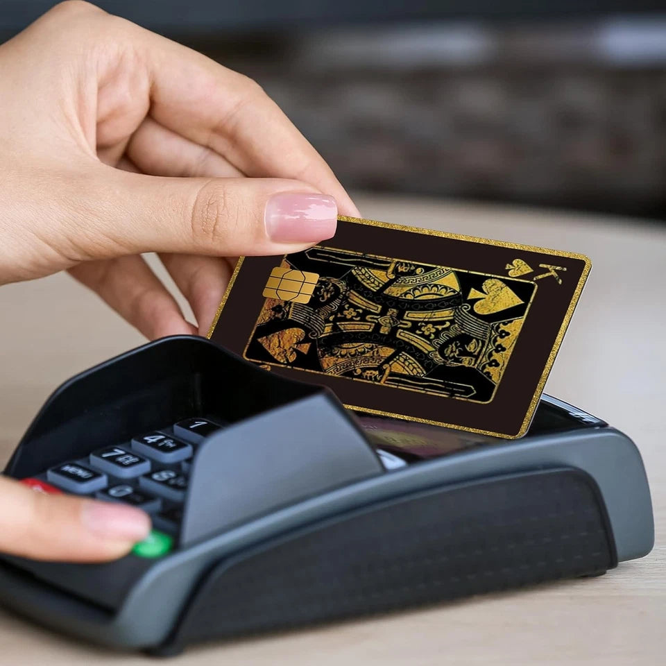 Gold Ace of Spades Poker King Queen Jack Chip Cutou Credit Card Skin (4-Pack) | Made in USA Print on Demand