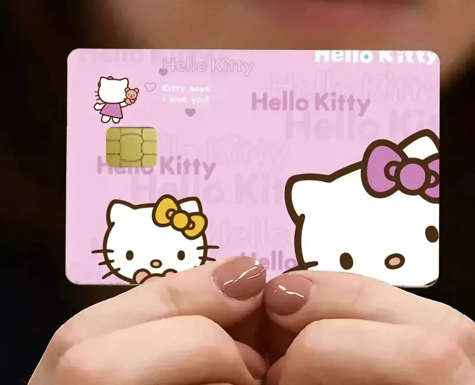 Cute Hello Kitty  Pink Kawaii Sanrio Credit Card Skin (4-Pack) | Made in USA Print on Demand