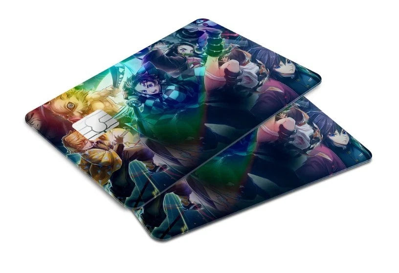Demon Slayer Squad Holographic Tanjiro Nezuko Zenitsu Inosuke Credit Card Skin (2-Pack) | Made in USA Print on Demand