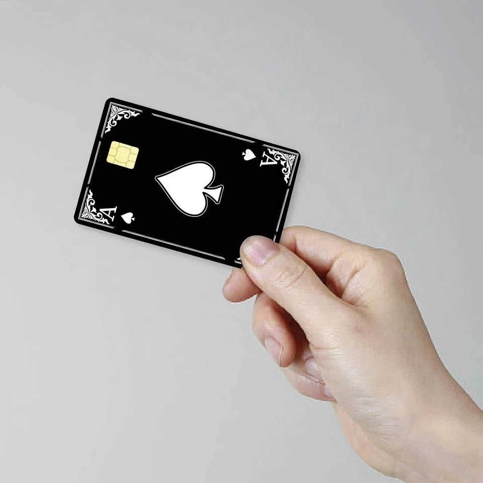 Ace of Spades Minimalist Playing Card Debit Credit Card Skin (4-Pack) | Made in USA Print on Demand