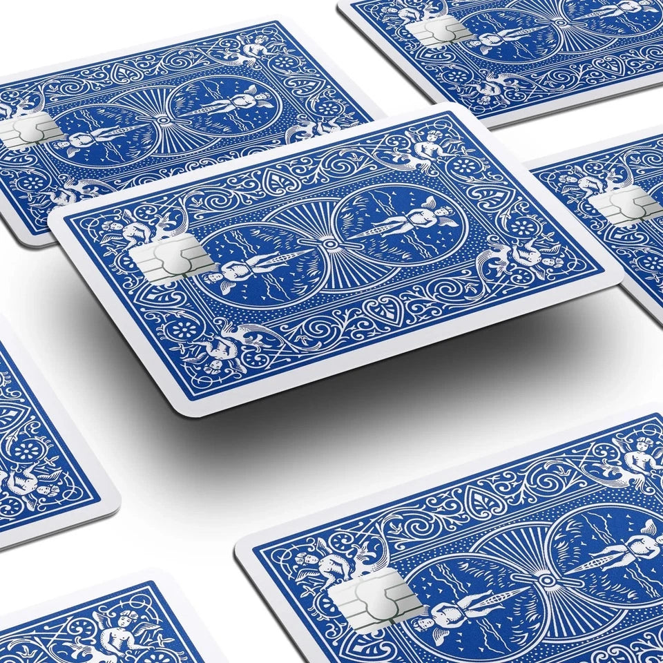 Classic Blue Playing Card Back Credit Card Skin (4-Pack) | Made in USA Print on Demand