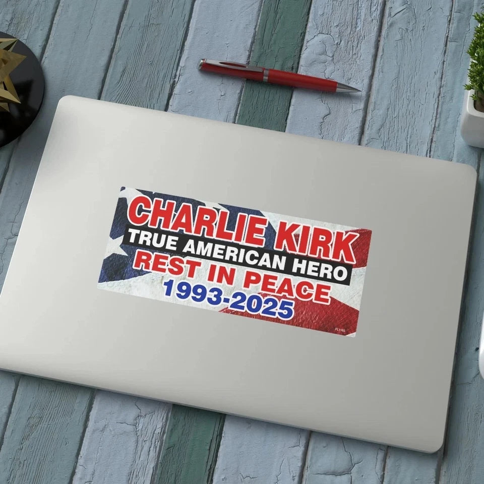 Charlie Kirk "True American Hero" TPUSA 7.5"x3" Decal | Made in USA Print on Demand