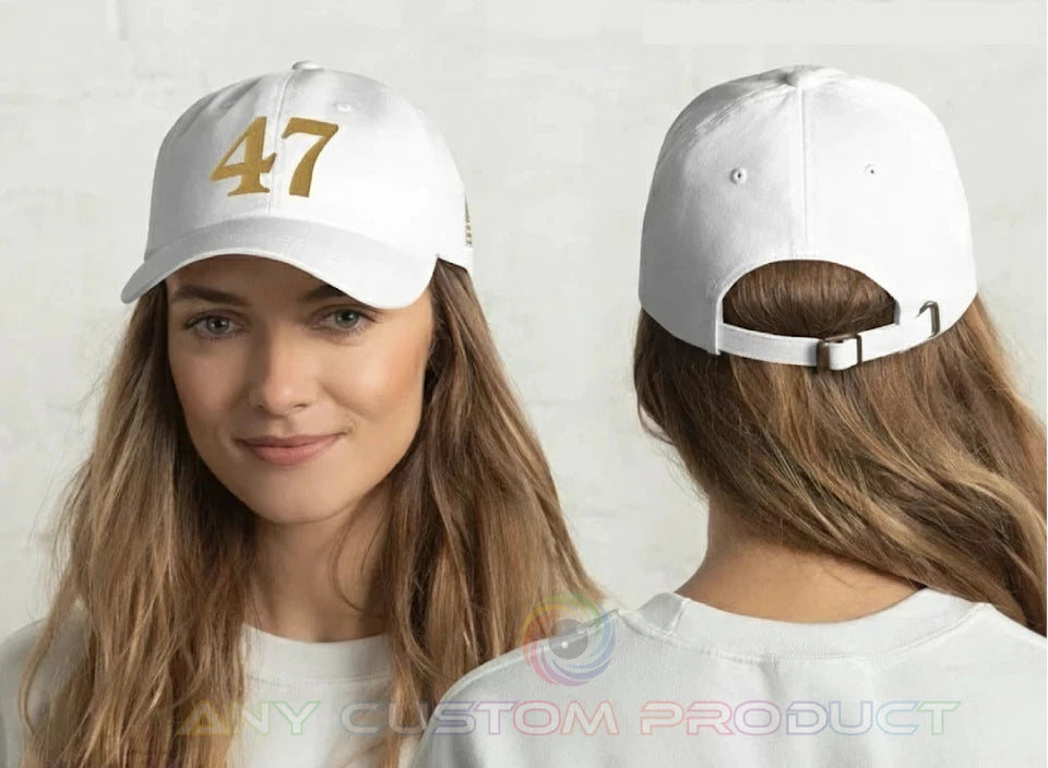 47 Hat Charlie Kirk Conservative Cap Trump Low Profile Hat Gold Printed Sticker (12-Pack) | Made in USA Print on Demand