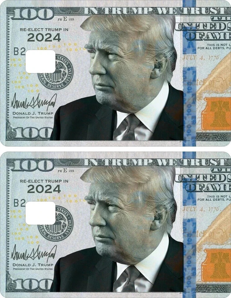 $100 Trump 2024 (SMALL CHIP) 6PK Credit Card Skin | Made in USA Print on Demand