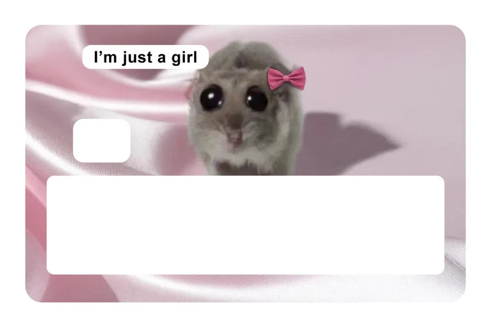I'm Just a Girl Hamster Meme Funny Viral Pink Coquette Aestheti Credit Card Skin (4-Pack) | Made in USA Print on Demand
