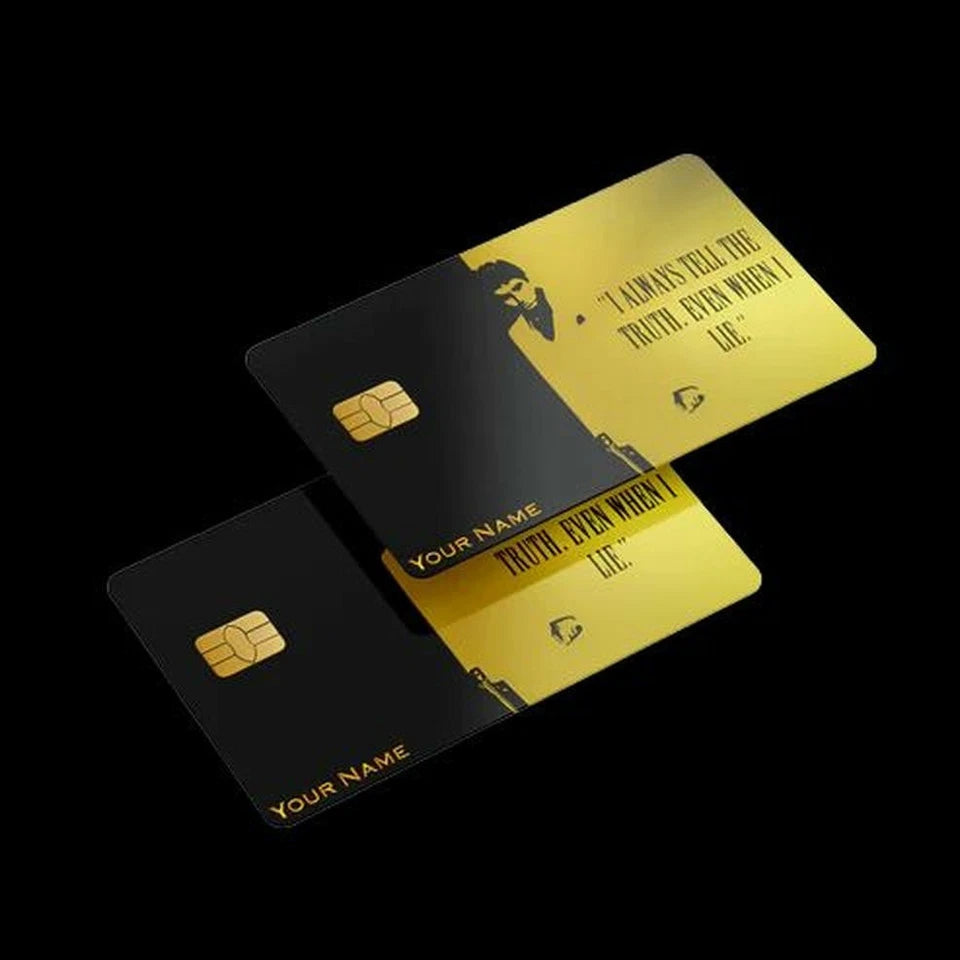Custom Scarface Tony Montana  Personalized with Your Name Credit Card Skin (10-Pack) | Made in USA Print on Demand