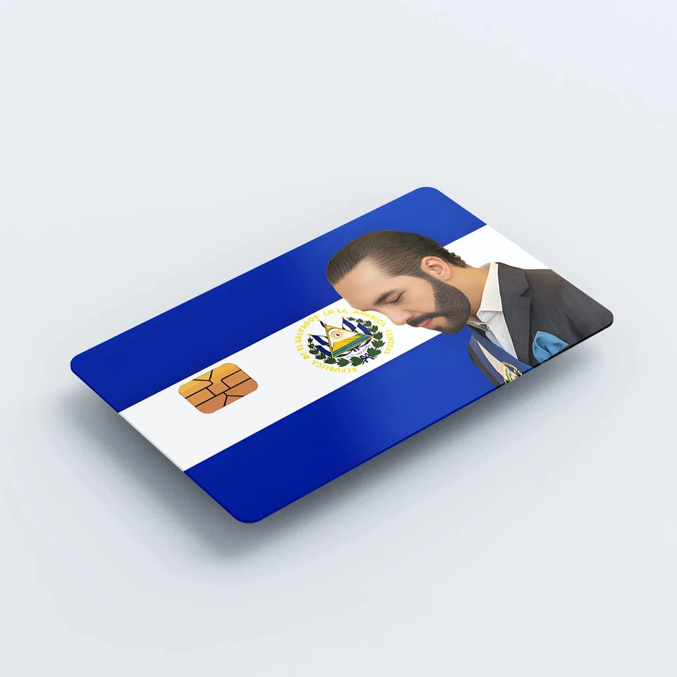 El Salvador With Bukele Skin Card Credit Card Skin (2-Pack) | Made in USA Print on Demand