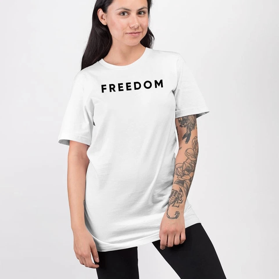 Charlie Kirk "Freedom" T Shirt White Turning Point USA S XXL Sticker | Made in USA Print on Demand