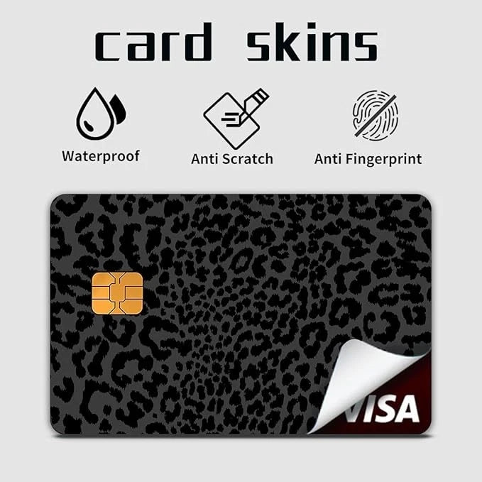 Black Leopard Print Dark Animal Print Fashion Credit Card Skin (4-Pack) | Made in USA Print on Demand