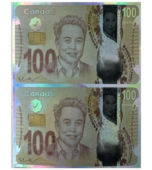 Holographic Elon Musk $100 Bill Debit ATM Parody Credit Card Skin | Made in USA Print on Demand