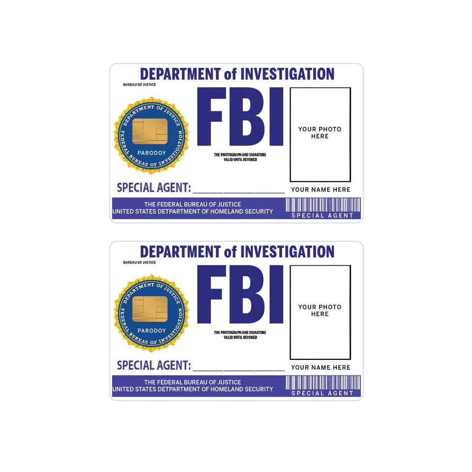 Custom FBI Agent ID  Personalized with Your Photo & Name Pro Credit Card Skin (2-Pack) | Made in USA Print on Demand